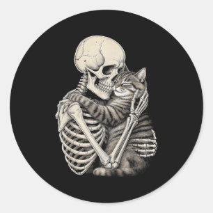 Sticker Rond Squelette Accrocher chat Halloween Chats Lover