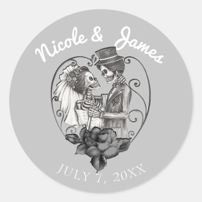 Sticker Rond Squelette Amour Couple Mariage Danse Mariage (Devant)
