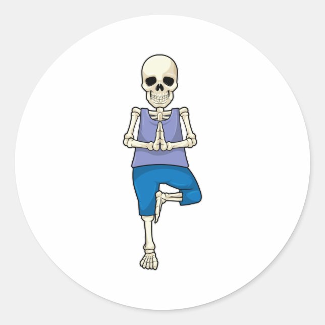 Sticker Rond Squelette au Yoga Stretch (Devant)