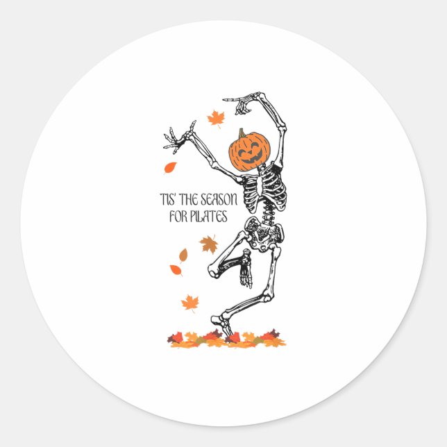 Sticker Rond Squelette C'Est La Saison Pour Pilates Méditation  (Devant)