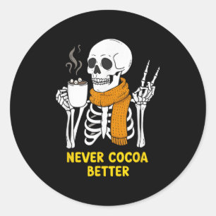Sticker Rond Squelette Chocolat chaud Halloween Cosy Cocoa Vibe