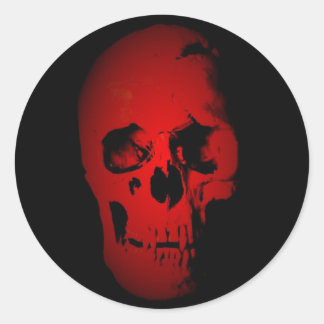 Sticker Rond Squelette crâne rouge