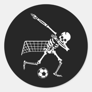 Sticker Rond Squelette Dabbing Humour Football Drôle Cadeau Hal