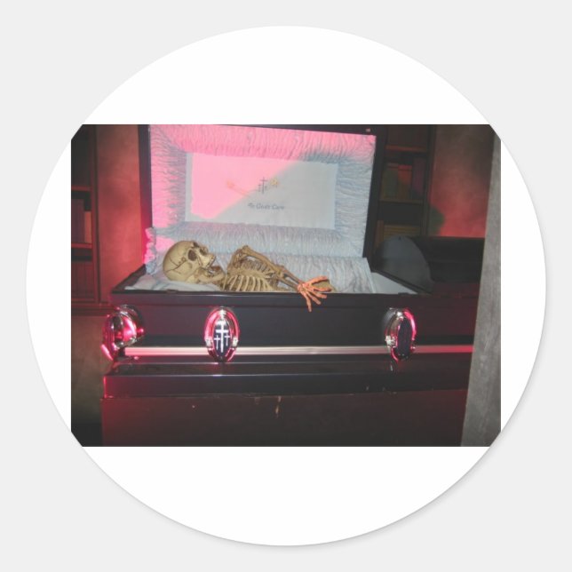 Sticker Rond squelette dans le cercueil (Devant)