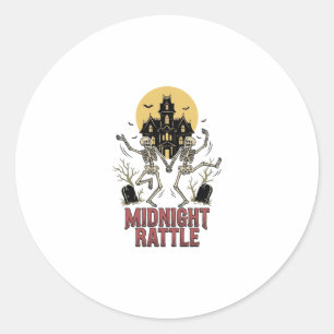 Sticker Rond Squelette dansant Halloween Manoir hanté Vintage G