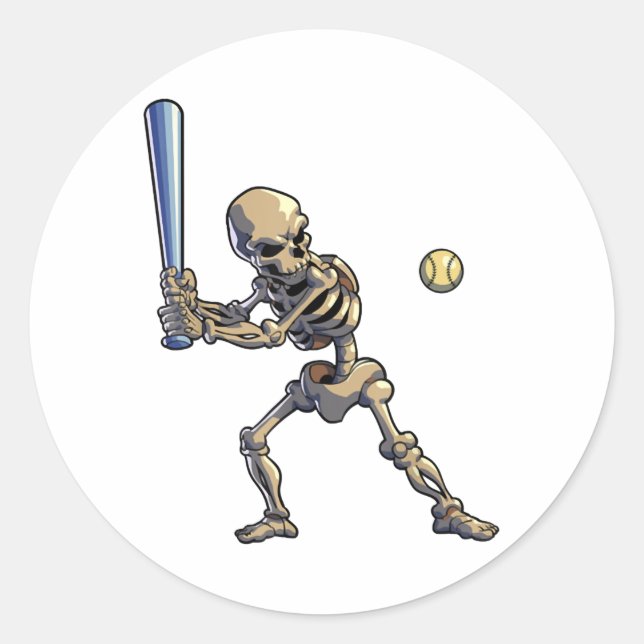 Sticker Rond Squelette de baseball Halloween (Devant)