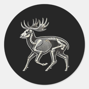 Sticker Rond Squelette de cerf Halloween