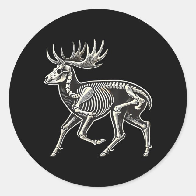 Sticker Rond Squelette de cerf Halloween (Devant)