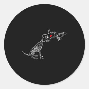 Sticker Rond Squelette de Chien Boop Chien Drôle Halloween Fill