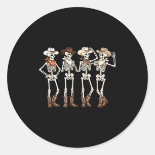 Sticker Rond Squelette de danse de cheval de bottes Western Cou