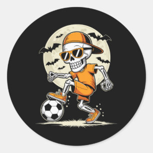 Sticker Rond Squelette de dessin animé drôle joueur de football