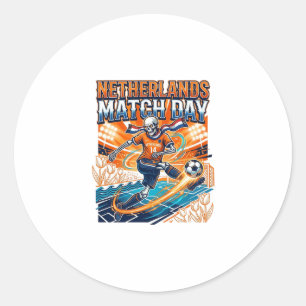 Sticker Rond Squelette de frappeur de jour de match des Pays-Ba