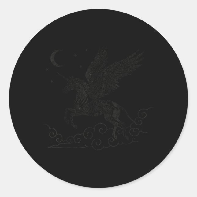 Sticker Rond Squelette de licorne Halloween gothique effrayant  (Devant)