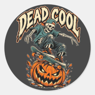 Sticker Rond Squelette de skateboarding Dead Cool