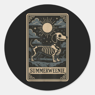 Sticker Rond Squelette de teckel Summerween Art de chien Style