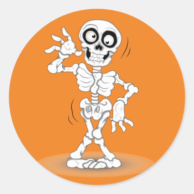 Sticker Rond Squelette d'Halloween Animé (Devant)