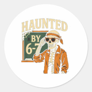 Sticker Rond Squelette d'Halloween ensorcelé Numéro Six Sept En