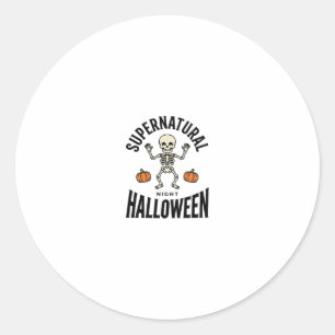 Sticker Rond Squelette d'Halloween Surnaturel Drôle Vintage_1