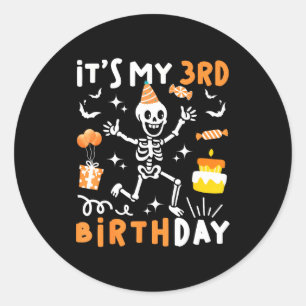 Sticker Rond squelette drôle d'enfants 3ème anniversaire 3ème j