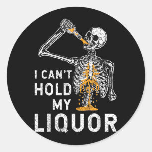 Sticker Rond Squelette drôle d'Halloween ne peut pas tenir l'al