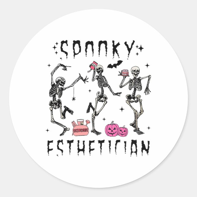 Sticker Rond Squelette Esthétique éffrayant Design Halloween (Devant)