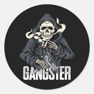 Sticker Rond Squelette Gangster