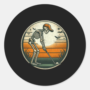 Sticker Rond Squelette Golf Halloween Golfeur Joueur de Golf Dr
