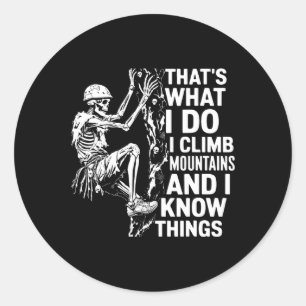 Sticker Rond Squelette grimpant mur de Boulder Rock Halloween C