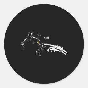 Sticker Rond Squelette Halloween Cute Black Cats Pet K