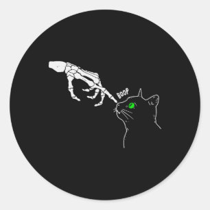 Sticker Rond Squelette Halloween drôle sur le nez d'un chat