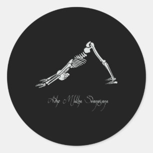 Sticker Rond Squelette humain faisant la posture de yoga du chi