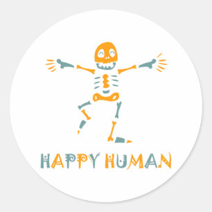 Sticker Rond Squelette humain heureux