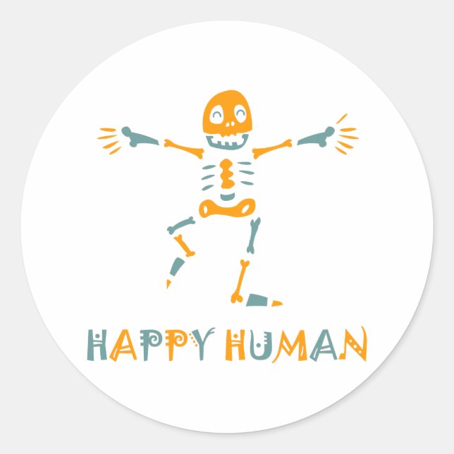 Sticker Rond Squelette humain heureux (Devant)