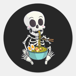Sticker Rond Squelette Japonais Ramen nouilles Anime Halloween