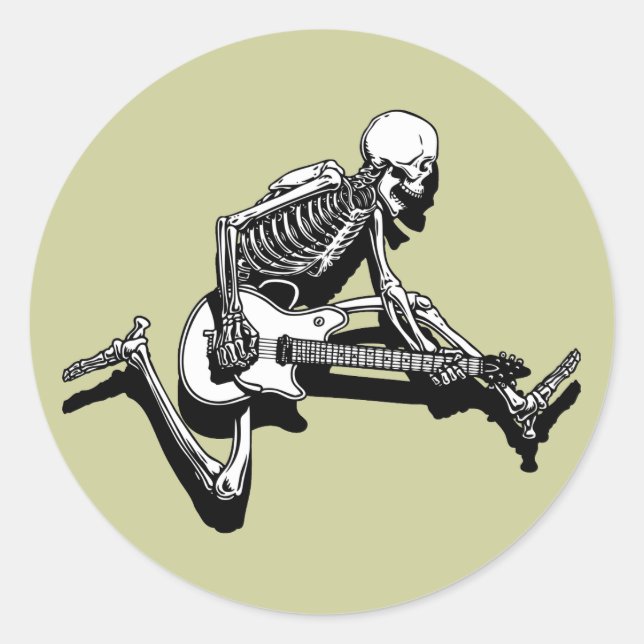 Sticker Rond Squelette Jump guitariste (Devant)