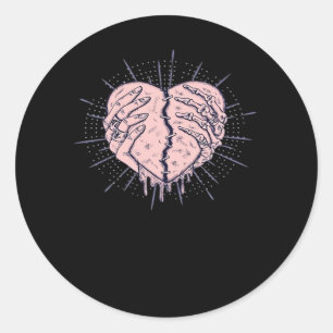 Sticker Rond Squelette Main Avec Coeur Classique