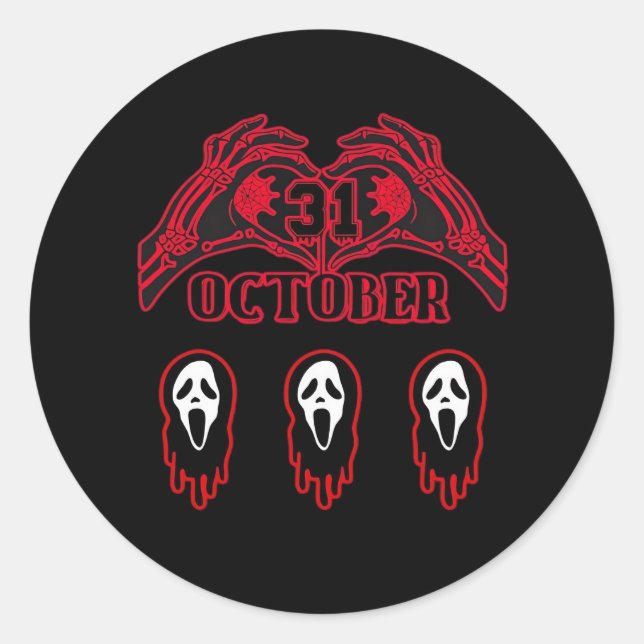 Sticker Rond Squelette Mains 31/10 Classique (Devant)