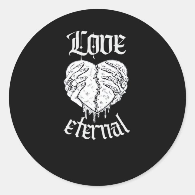 Sticker Rond Squelette Mains Coeur Gothique Classique (Devant)