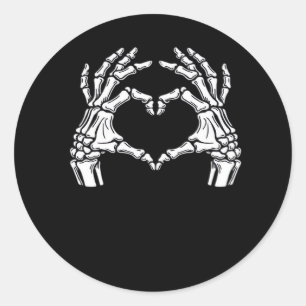 Sticker Rond Squelette Mains du coeur Signal Costume d'Hallowee