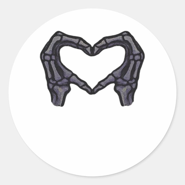 Sticker Rond Squelette Mains Formant Un Coeur (Devant)
