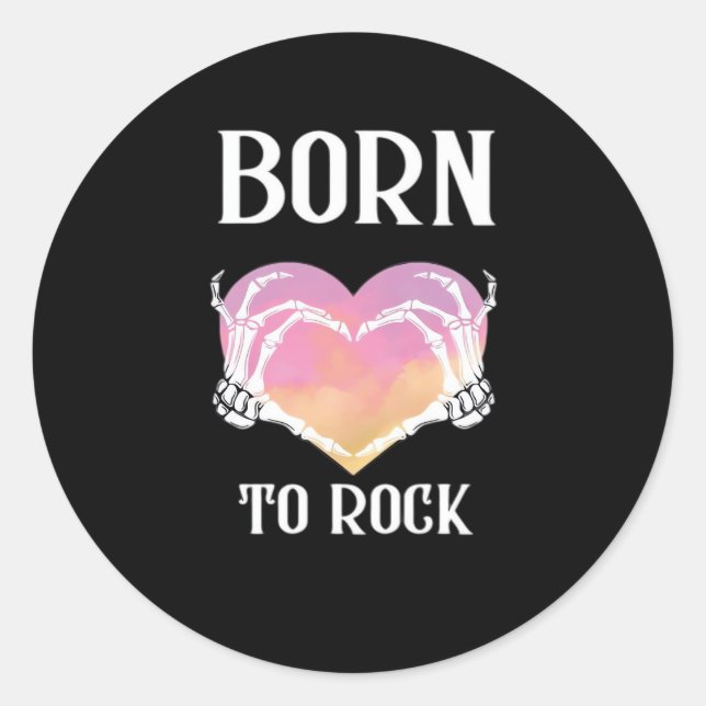 Sticker Rond Squelette Mains Graphisme Coeur Pour Classique (Devant)