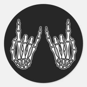 Sticker Rond Squelette mains rocher et rouler