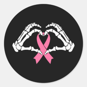 Sticker Rond Squelette Mains Tenant Ribbon Halloween Costume Ha