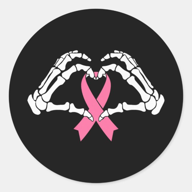 Sticker Rond Squelette Mains Tenant Ribbon Halloween Costume Ha (Devant)