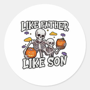 Sticker Rond Squelette Père Fils Correspondant Costume Hallowee