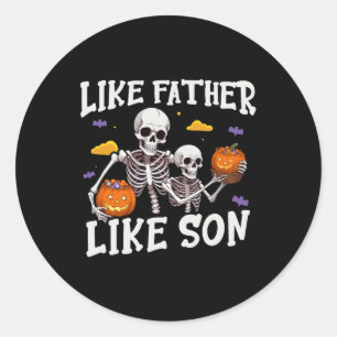 Sticker Rond Squelette Père Fils Correspondant Costume Hallowee