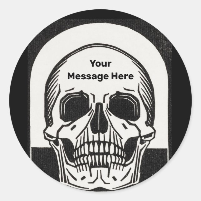 Sticker Rond Squelette personnalisé Anniversaire fête d'Hallowe (Devant)