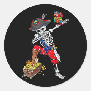 Sticker Rond Squelette Pirate Dabbing