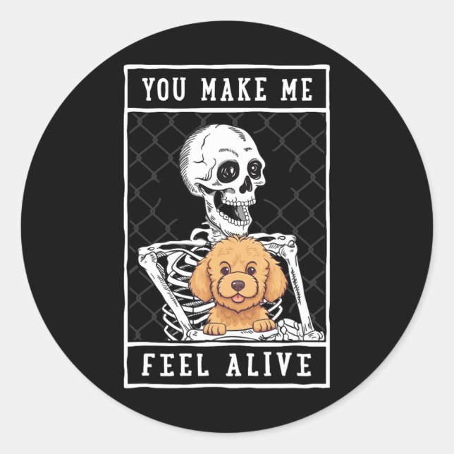 Sticker Rond Squelette que vous faites sentir Halloween moi viv (Devant)