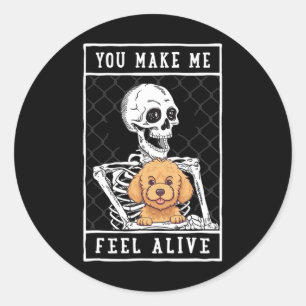 Sticker Rond Squelette que vous faites sentir Halloween moi viv